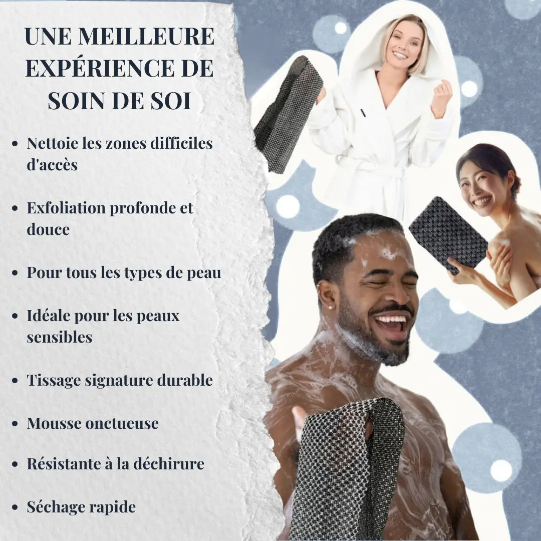 Serviette de douche exfoliante antibactérienne NIDESIA